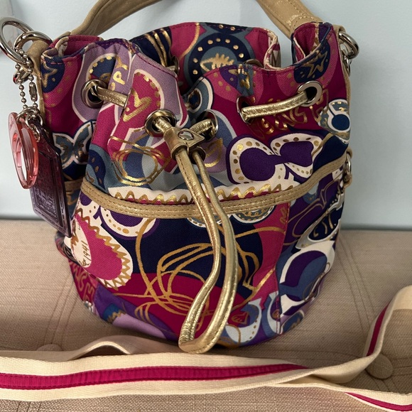 Coach Medium Drawstring Bucket Bag - canvas, lightly used. - Picture 2 of 4